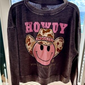 Simply Southern Brown Howdy long sleeve Sweatshirt UNISEX